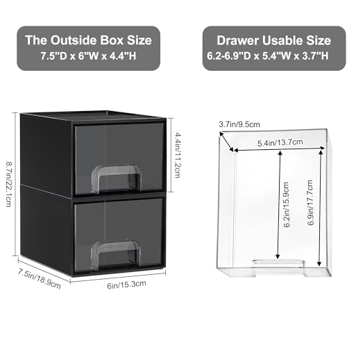 Vtopmart 4 Pack Clear Stackable Storage Drawers for Bathroom Makeup Organizer D5159