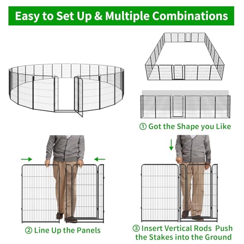 Dog Playpen Outdoor Extra Wide 12 Panels Heavy Duty 40" Height with Doors Portable G77703
