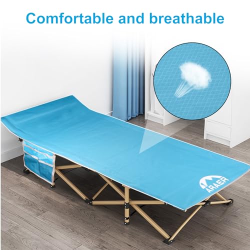 Camping Cot with Mattress, Portable Folding Bed with Carry Bag for Adults C4766