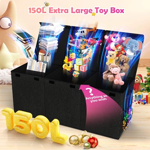 Extra Large Collapsible Toy Box with Lids, Gray P45959