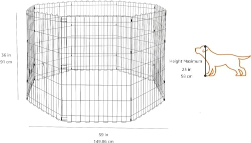 Amazon Basics Foldable Octagonal Metal Dog Playpen, Extra Large, Black G18040