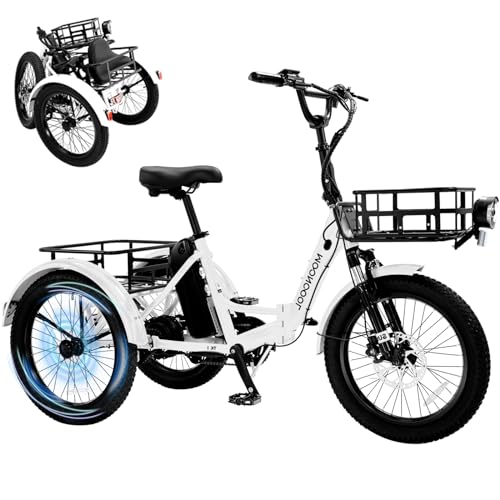 LILYPELLE Electric Trike for Adults, 500W Folding Electric Tricycle Electric Trike, 3 Wheel Electric Bicycle Motorized Three Wheel Ebike with Large Basket for Women Men