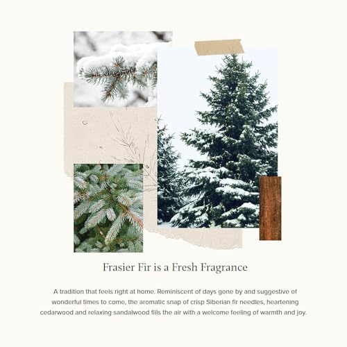 Thymes Frasier Fir Candle – Frosted Plaid Jar – Scented Holiday Candle (6.5 oz) D710