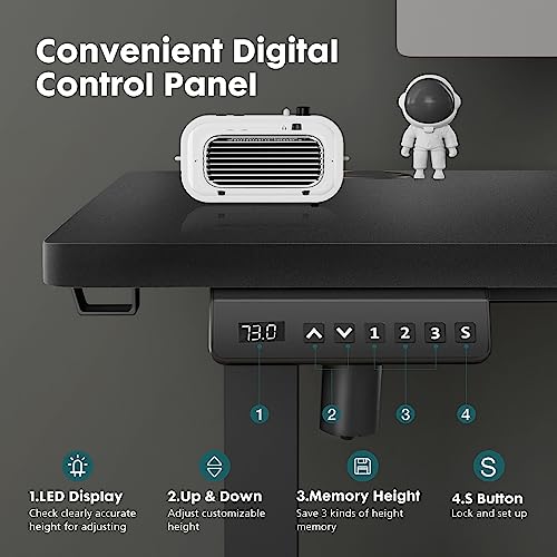 Adjustable Height Electric Standing Desk 55x24 Inch Black W5266