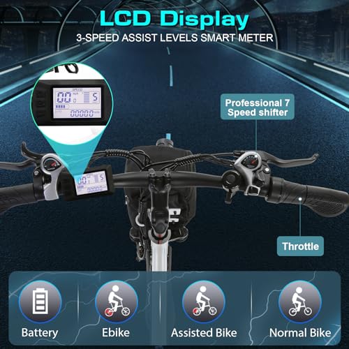 Vivi Electric Bike 500W 26" Cruiser Ebike for Adults with 48V Removable Battery B524