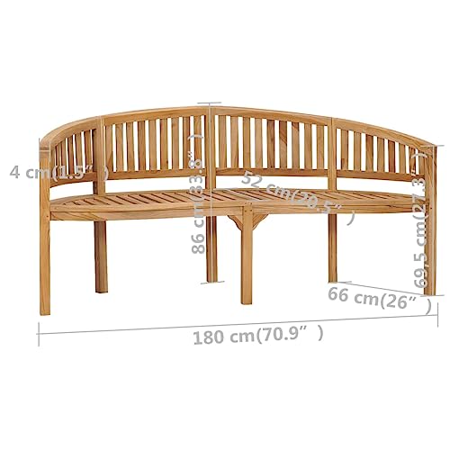 Banana Bench 70.9" Solid Teak Wood Garden Patio Bench B48442
