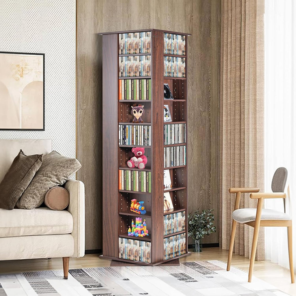 VEVOR Media Storage Cabinet Rotating Media Tower Holds 1040 CDs Espresso L606496