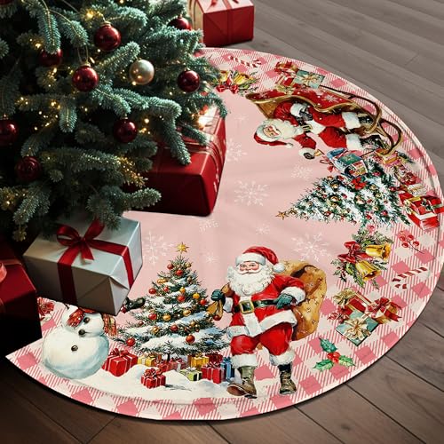 Christmas Tree Skirt 36 Inch with Snowman Reindeer Santa Snowflake L183244