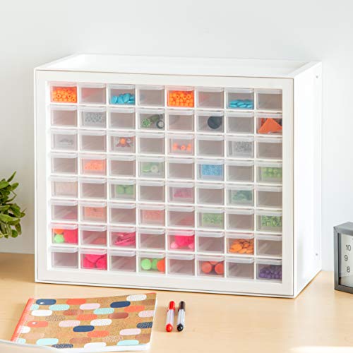 IRIS USA Plastic Drawer Storage Organizer, 24-Drawer Cabinet, White L6685