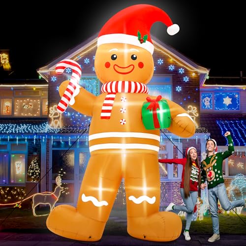 Giant Inflatable Santa Claus with LED Lights Outdoor Christmas Decorations W1618