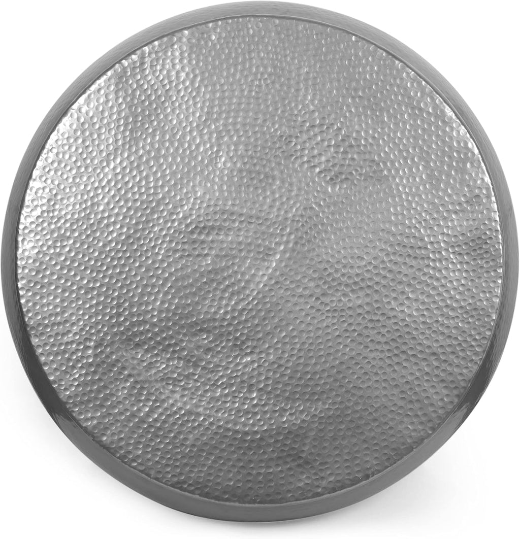 29" Modern Solid Aluminum Round Drum Coffee Table with Hammered Texturing D701707