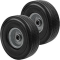 10x3.50-4" Solid Heavy Duty PU Tire - 4.10/3.50-4" Flat Free Tire and Wheel with 5/8" Axle Bore Hole,2.2" Offset Hub -for Hand Truck,Garden Wagon,Gorilla Carts,Dolly Wheelbarrow Replacement Tire