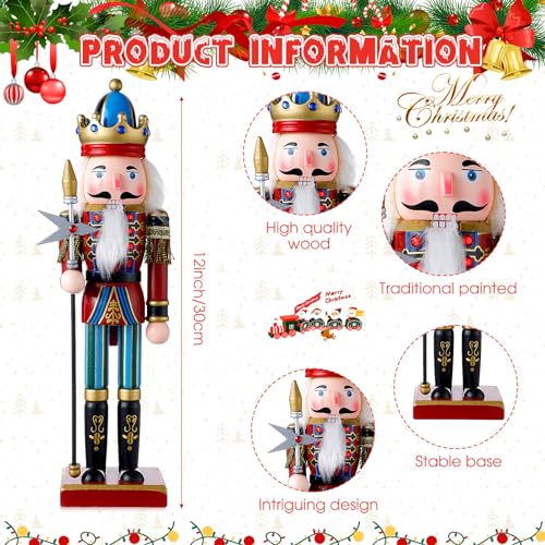 Huwena 2Pcs Christmas Nutcracker Soldier Wooden Figure Decor 12'' Z474