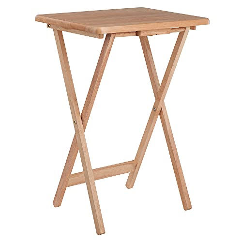 Winsome Alex Set of 2 Foldable Snack Tables, 26", Natural E793329