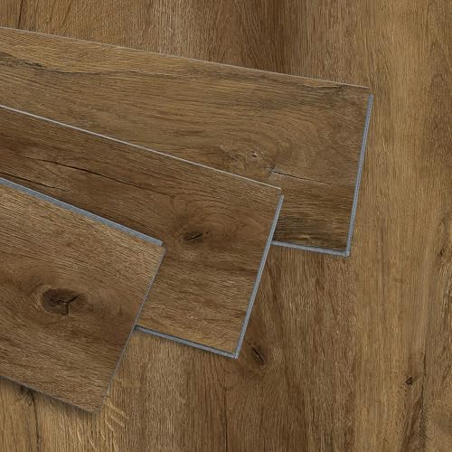 Interlocking Luxury Vinyl Flooring Wood-Look Planks SPC Rigid Core Waterproof Hickory Q852539