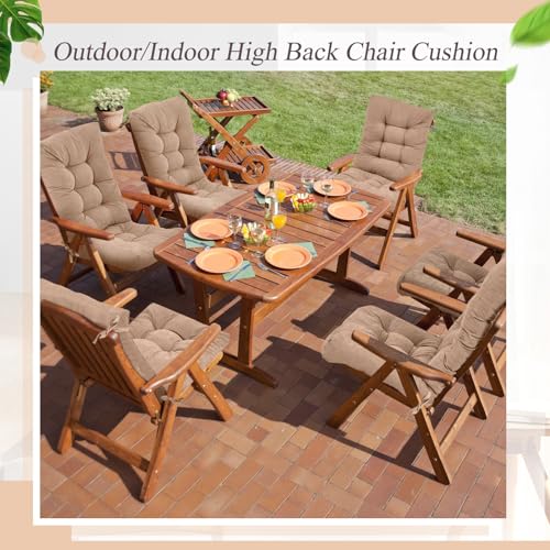 Juexica 4 Sets Outdoor Patio Chair Cushions High Back Tufted Beige D1688