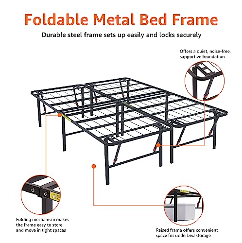 Amazon Basics Foldable Metal Bed Frame with Storage, Full Size, Black A770