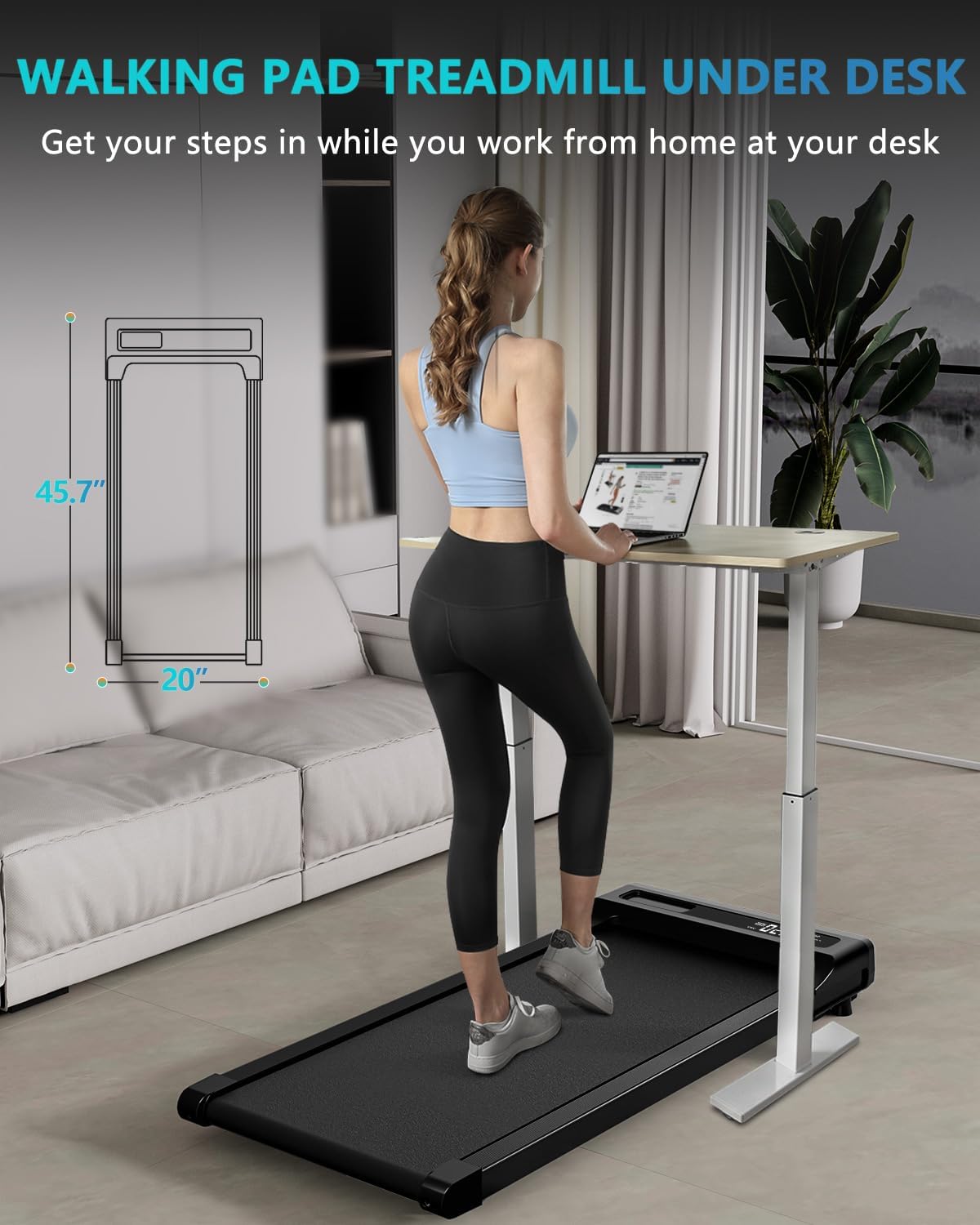 Walking Pad Under Desk Treadmill with Remote Control, 2 in 1 for Walking and Jogging Q332