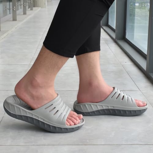 KuaiLu Men's Recovery Sandals Orthotic Cushion Open Toe Sport Slides D332788