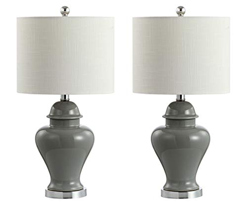 JONATHAN Y Set of 2 Qin 22" Ceramic Table Lamps, White U715506