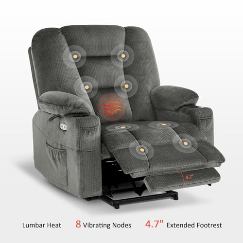 MCombo Small Power Lift Recliner Chair with Massage and Heat, Brown N356790