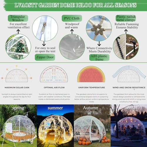 Garden Dome Igloo 12FT Clear Bubble Tent Outdoor Weather Proof Camping Patio G12136