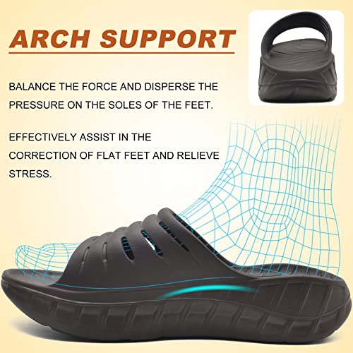 KuaiLu Men's Recovery Sandals Orthotic Cushion Open Toe Sport Slides D332788