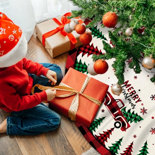 Red Buffalo Plaid Christmas Tree Skirt 48 Inches Y4933