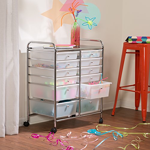 Honey-Can-Do Rolling Storage Cart with 12 Plastic Drawers J533829