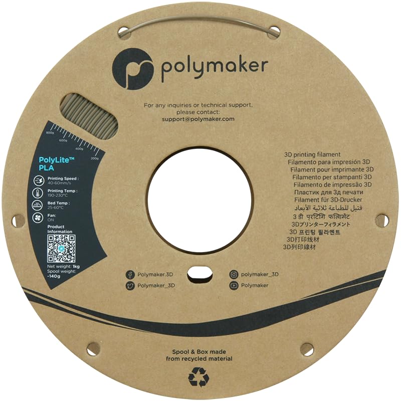 Polymaker PolyLite PLA Filament 1.75mm 1kg Black H626