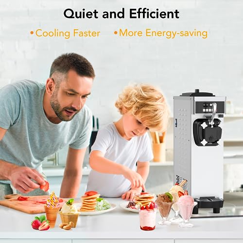 Commercial Ice Cream Maker Machine, 1200W Soft Serve, Auto Clean, 7L Hoppers J793