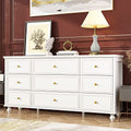 FAMAPY Chest of Drawers White Dresser 9 Drawer Dresser Modern Chest Dresser with Gold Metal Handles & Wooden Legs, Large Contemporary Dresser for Bedroom (63”W x 15.7”D x 31.5”H)