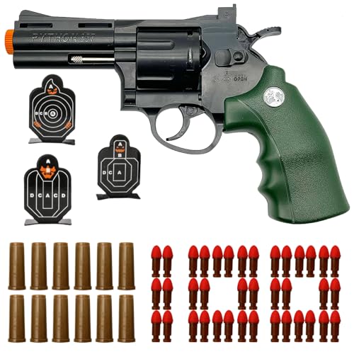 Soft Bullets Revolver Toy Gun with 12 Shells 100 Bullets and 3 Targets (Green) A974149