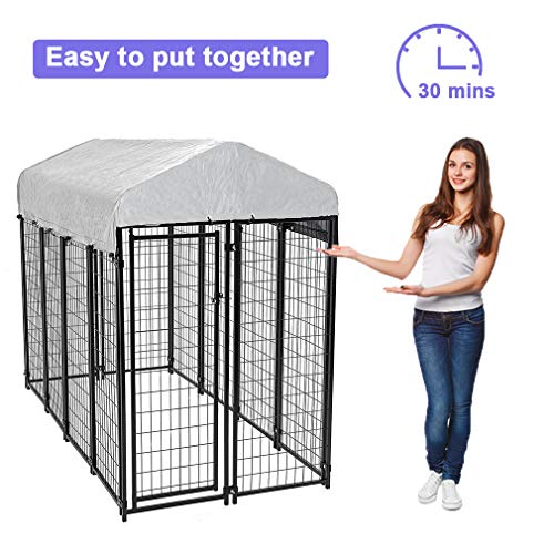 BestPet 8x4x6 Ft Outdoor Dog Kennel with Waterproof Cover Z82451