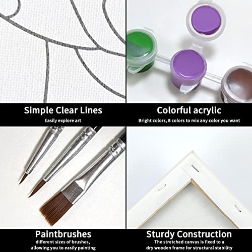 VOCHIC Couples Paint Party Kits Pre Drawn Canvas for Adults 8x10 Crown High Heel Sneakers (2 Pack) Y967