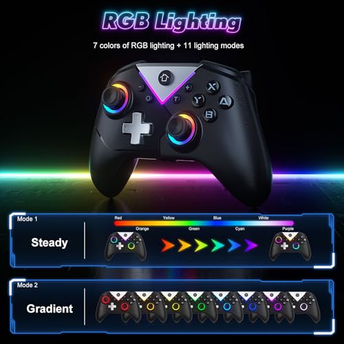 Dinosoo RGB Wireless Controller for Nintendo Switch 2/1 Lite/OLED and PC Q28397