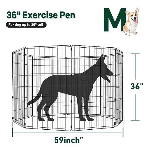 PJYuCien Dog Playpen - Metal Foldable Exercise Pen with Bottom Pad for Small Medium Pets C352