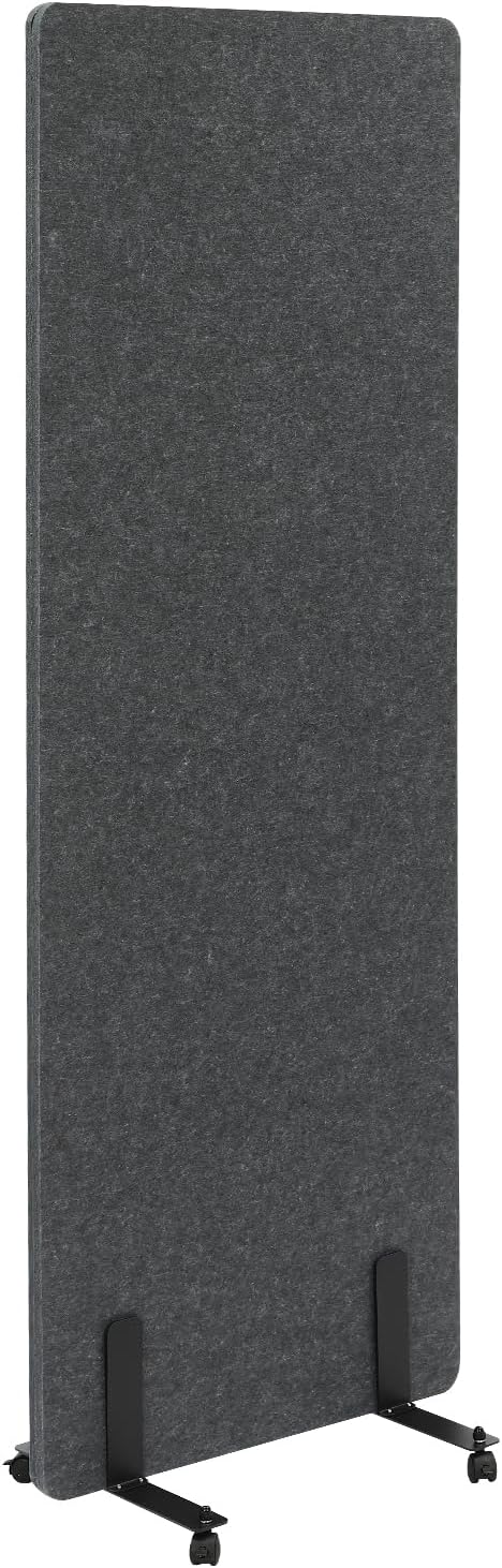 Freestanding 24" x 66" Acoustic Room Divider Partition, Dark Gray M9397