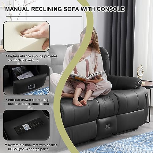 59" Manual Reclining Loveseat with Side Pockets, Wall Hugger, Brown T980023