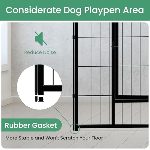 HealSmart Dog Playpen Indoor 32" Height 8 Panels for Small/Medium Dogs, Black J454