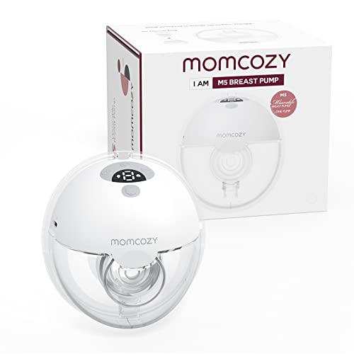 Momcozy M5 Hands-Free Wearable Breast Pump, Double-Sealed Flange, 3 Modes & 9 Suction Levels, 24mm, 2-Pack Quill Gray Z371714