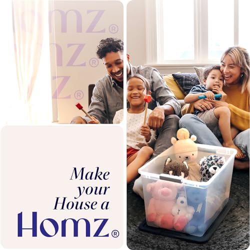HOMZ 3-Tier Clear Plastic Storage Organizer Cart with Wheels, Black Frame M4715