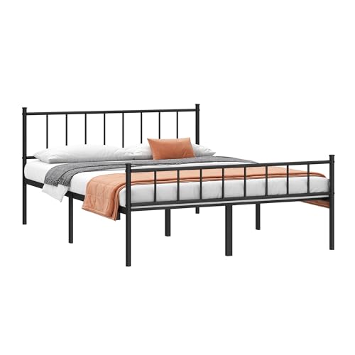 Full Bed Frame Metal Platform Bed with Steel Slat Support F6304