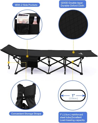 Sportneer Camping Cot for Adults with Mattress, Heavy Duty Folding Portable Bed R956