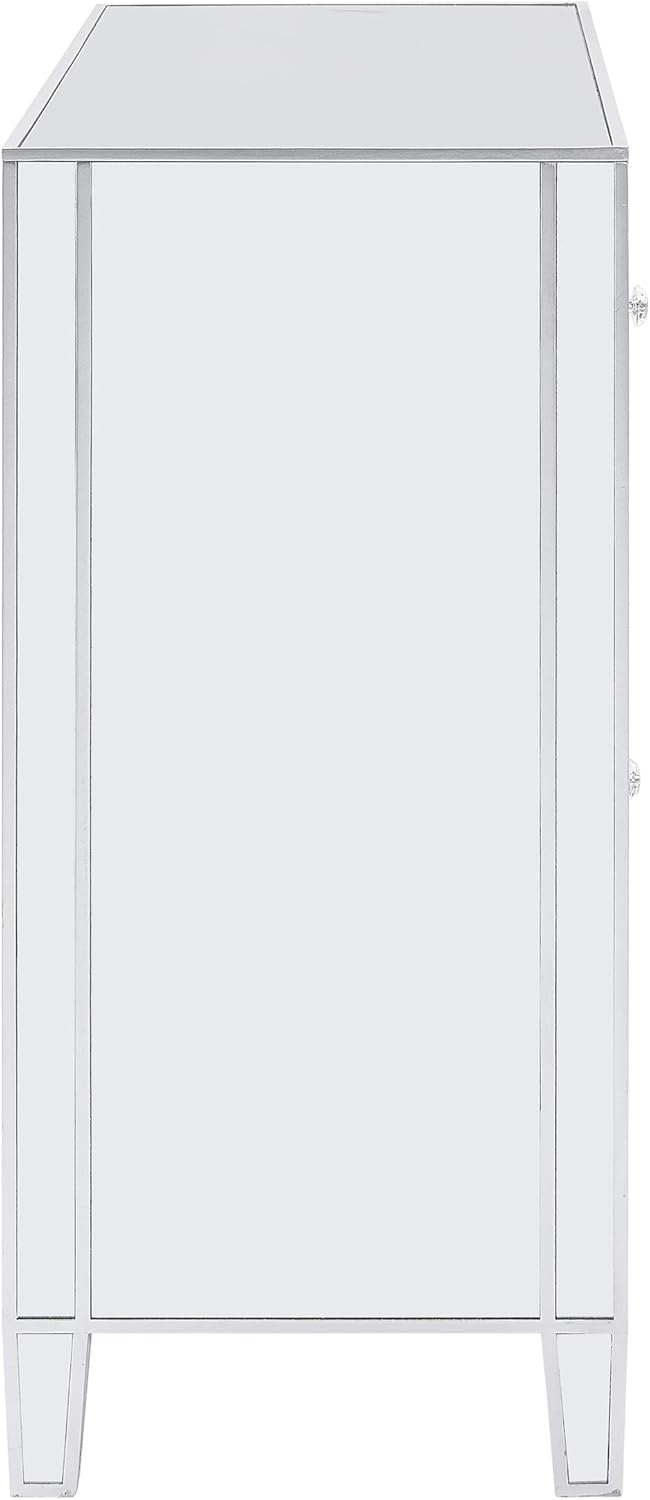 SEI FURNITURE Mirage Cabinet, Mirrored with Matte Silver Trim T84358