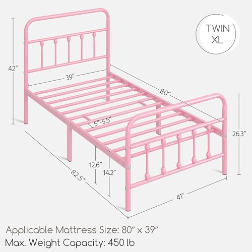 Yaheetech Classic Metal Platform Bed Frame with Victorian Headboard, Full Size Black T81083