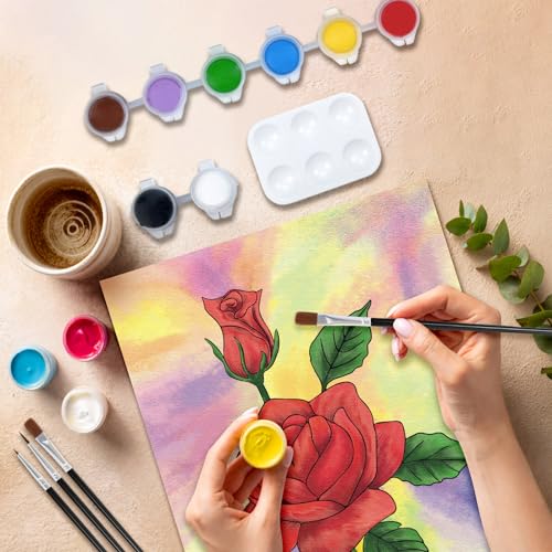 VOCHIC Paint and Sip Kit, Rose Pre Drawn Canvas Painting Set for Adults P45742