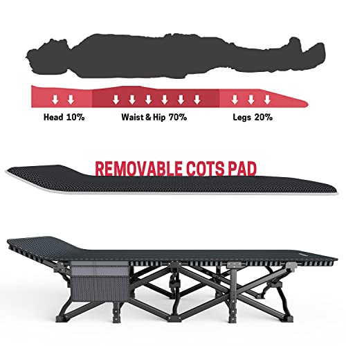 ATORPOK Camping Cot for Adults with Cushion, Folding Bed, Supports 450 lbs P68801