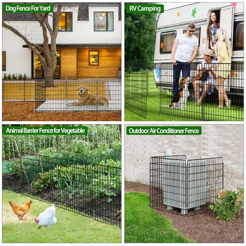 10 Panels Garden Fencing Animal Barrier, 33in x 24ft Rustproof Dog Fence W482439