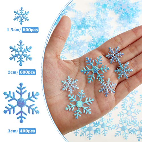 1600 Pieces 3 Size Snowflake Glitter Confetti for Christmas Party Table Decor P404201